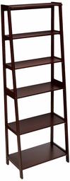 AmazonBasics Classic 5-Shelf Open Bookcase Organizer with Solid Rubber Wood Frame - Espresso