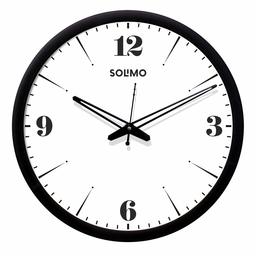 Amazon Brand - Solimo 12-inch Wall Clock - Bold Matt (Silent Movement, Black Frame)