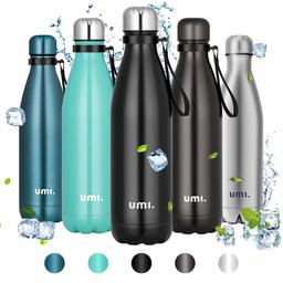 Umi. by Amazon - Water Bottle, 750ml Vacuum Insulated Sport Bottle, 12 Hours Hot/24 Hours Cold, Double Walled 18/8 Stainless Steel Water Flask for Outdoor, School, Run, Black