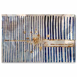 Amazon Brand – Rivet Blue Stripes and Gold Burst Canvas Print Wall Art Decor, 36