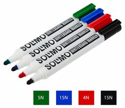 Amazon Brand - Solimo Whiteboard Markers Set (36 pieces, Black-15, Blue-15, Green-5, Red-1, 1 Magnetic Duster)