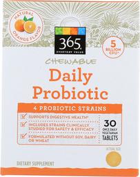 365 Everyday Value, Chewable Daily Probiotic 5 Billion CFU, Orange Flavor, 30 ct