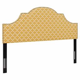 Amazon Brand – Ravenna Home Trellis Pattern Upholstered Headboard - King, 77.6 Inch, Yellow and Cream