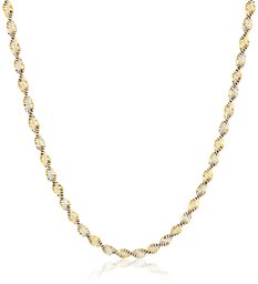 Sterling Silver 18k Gold Two Tone 2.3mm Twisted Butterfly Chain Necklace, 18