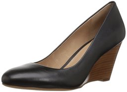 206 Collective Women's Battelle Closed-Toe Covered Wedge Pump, black leather, 11.5 C/D US