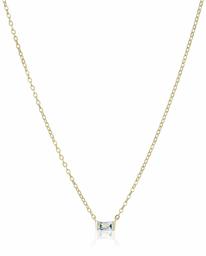 18K Yellow Gold Plated Sterling Silver Baguette Cut Created Spinel Pendant Necklace, 18