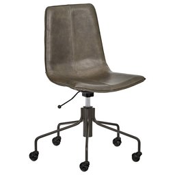 Rivet Silla de Oficina giratoria de Piel de Grano Superior, 60,96 cm de Ancho, Color Gris Niebla