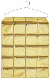 Amazon Brand - Solimo Satin Hanging Jewellery Organiser with 20 Pouches, Golden