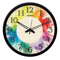 Amazon Brand - Solimo 12-inch Wall Clock - Colorful Rangoli (Silent Movement, Black Frame)