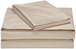 Pinzon Hemstitch 400-Thread-Count Egyptian Cotton Sateen Twin Sheet Set, Taupe