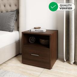 Amazon Brand - Solimo Tucana Engineered Wood Bedside Table with Drawer (Walnut Finish)