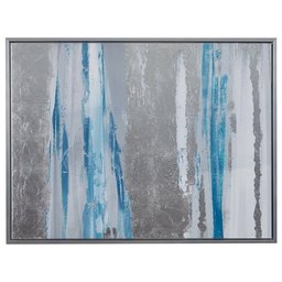 Amazon Brand – Stone & Beam Modern Blue and Silver Abstract Print Wall Art, Silver Frame 41.75