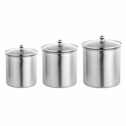 Amazon Brand - Solimo 3-Piece Stainless Steel Canister Set