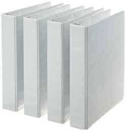 AmazonBasics 3-Ring Binder, 1.5 Inch Rings - 4-Pack (White)