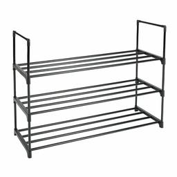 UMI. by Amazon 3-Tier Shoe Rack,Pure Metal Shoe Tower, 9 Pairs Entryway Stackable Shoe Shelf Storage Organizer in Black