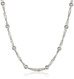 Amazon Essentials Sterling Silver Singapore Bead Chain Station Necklace, 16