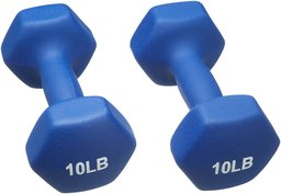 AmazonBasics Neoprene Dumbbell Hand Weights, 10 Pound Each, Navy Blue - Set of 2