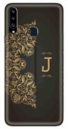 Amazon Brand - Solimo Designer Black Pattern Alphabet-J 3D Printed Hard Back Case Mobile Cover for Samsung Galaxy A20s