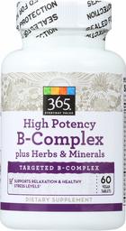 365 EVERYDAY VALUE High Potency Vitamin B Complex with Herbal Support Tablets, 60 CT