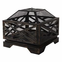 AmazonBasics Geometric Square Fire Pit, 26-Inch (Renewed)