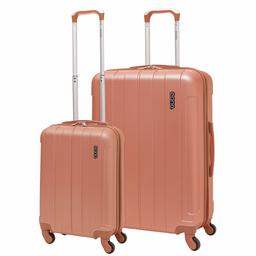 EONO Essentials ABS Hartschalenkoffer Reisetrolley Koffer mit 4 Rädern (Roségold ABS, 2 Stück Set 21/25