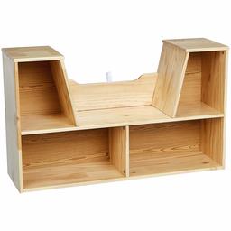 AmazonBasics Kids Bookcase with Reading Nook and Storage Shelves, Natural