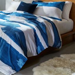 Rivet Modern Shibori Watercolor Gaurmet-Washed Stripe Full/Queen Duvet Cover Set