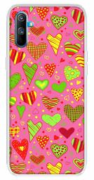 Amazon Brand - Solimo Designer Multicolor Heart Clip Art Pink Pattern Design Printed Soft Back Case Mobile Cover for Realme C3