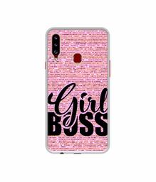 Amazon Brand - Solimo Designer Girl Boss On Pink Sparkle UV Printed Soft Back Case Mobile Cover for Samsung Galaxy A20s