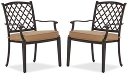 Strathwood Whidbey Cast-Aluminum Dining Arm Chair, Set of 2