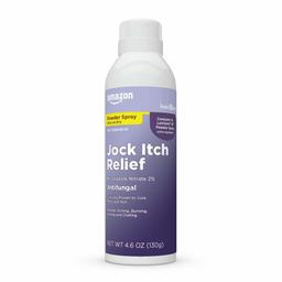 Amazon Basic Care Jock Itch Relief, Antifungal, Miconazole Nitrate 2% Powder Spray; Jock Itch Antifungal Spray, 4.6 Ounces