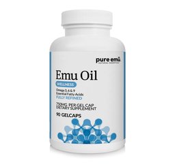 Pure Emu Emu Oil Gelcaps | Daily Wellness Supplement: Fully Refined Emu Oil | Natural, Safe & Hormone-Free | Omega 3, 6, 9 Essential Fatty Acids for Heart and Joint Health Support, 90 Ct