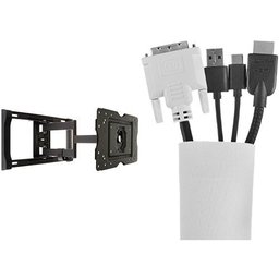 AmazonBasics Heavy-Duty, Full Motion Articulating TV Wall Mount for 32-inch to 80-inch LED, LCD, Flat Screen TVs with 80-inch Velcro Cable Sleeve (White)