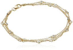 Amazon Collection14k Yellow Gold Floating Diamond Strand Bracelet (1/2 cttw, K-L Color, I1-I2 Clarity), 7