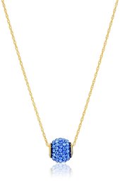 10k Yellow Gold Swarovski Elements Sapphire Slide Ball 10mm and 14k Gold Filled Chain Pendant Necklace, 18