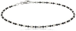 Italian Sterling Silver and Black Ruthenium-Plated Diamond-Cut Mezzaluna Ankle Bracelet, 10