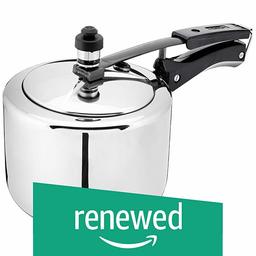 (Renewed) Amazon Brand - Solimo Stainless Steel Inner Lid Pressure Cooker (3L, ISI Certified, Induction and Gas Stove Compatible)