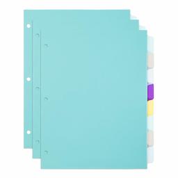 AmazonBasics 8-Tab Plastic Binder Dividers, Write & Erase Multicolor Big Tabs, 3 Sets