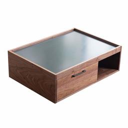 Amazon Brand - Movian Ljungan, 2-Drawer Coffee Table, 98 x 70 x 32.5 cm, Grey and Walnut Effect