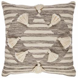 Amazon Brand – Stone & Beam Modern Tassel Diamond Throw Pillow - 18 x 18 Inch, Black / White