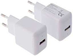 AmazonBasics - USB-laadadapter met 1 aansluiting (2,4 ampère) - wit; 2 stuks