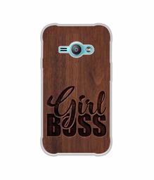 Amazon Brand - Solimo Designer Girl Boss On Wood UV Printed Soft Back Case Mobile Cover for Samsung Galaxy J1 Ace