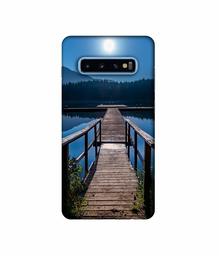 Amazon Brand - Solimo Designer Wooden Beach 3D Printed Hard Back Case Mobile Cover for Samsung Galaxy S10 Plus