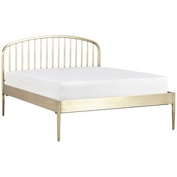 Rivet Nova Modern Arched Headboard Queen Gold Metal Bed Frame, 63.5