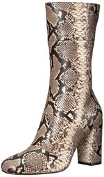 The Fix Amazon Brand Women's Skylar Mid-Shaft Material-Block Boot, Mushroom Python Print, 7.5 B US