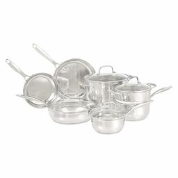 AmazonBasics 11-Piece Stainless Steel Cookware Set, Pots and Pans