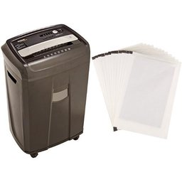 AmazonBasics 17-Sheet High-Security Micro-Cut Paper Shredder and Shredder Sharpening & Lubricant Sheets (Pack of 12) Bundle