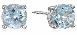 Amazon Essentials Sterling Zilver Echt of Gemaakt Ronde Gesneden Birthstone Oorstekers,Blauw,No Size