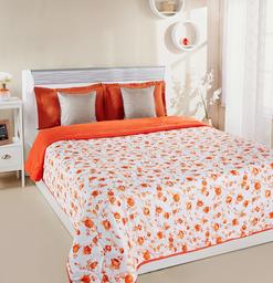 Amazon Brand - Solimo Victoria Microfibre Printed Quilt Blanket, Double, 120 GSM, Orange