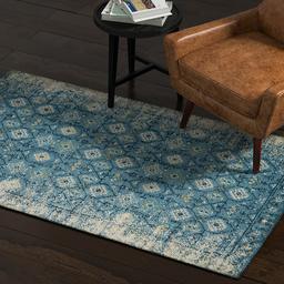 Amazon Brand – Rivet Modern Distressed Persian Area Rug, 4 x 6 Foot, Blue Multicolor